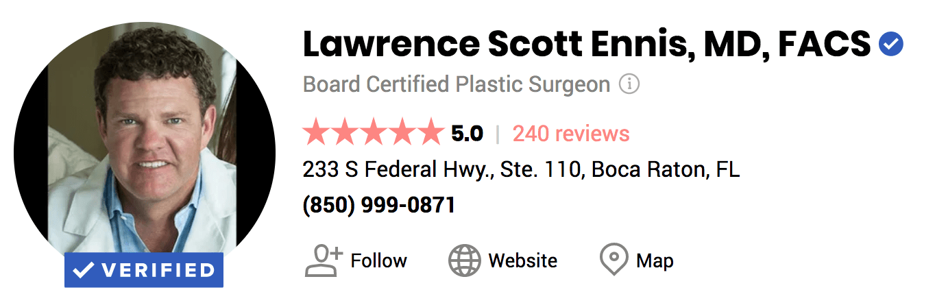 dr l scott ennis real self reviews top rated plastic surgeon