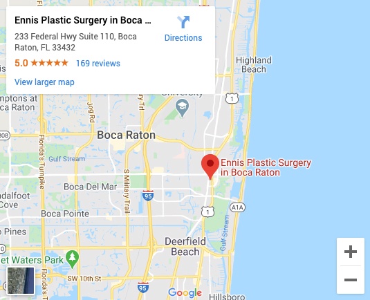 Ennis plastic surgery in Boca Raton Florida map