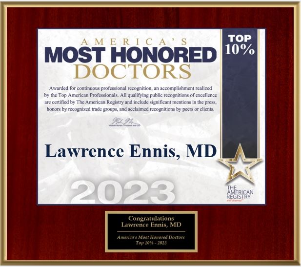 most honored doctor award 2023 Dr L Scott Ennis Boca Raton Florida Plastic Surgeon